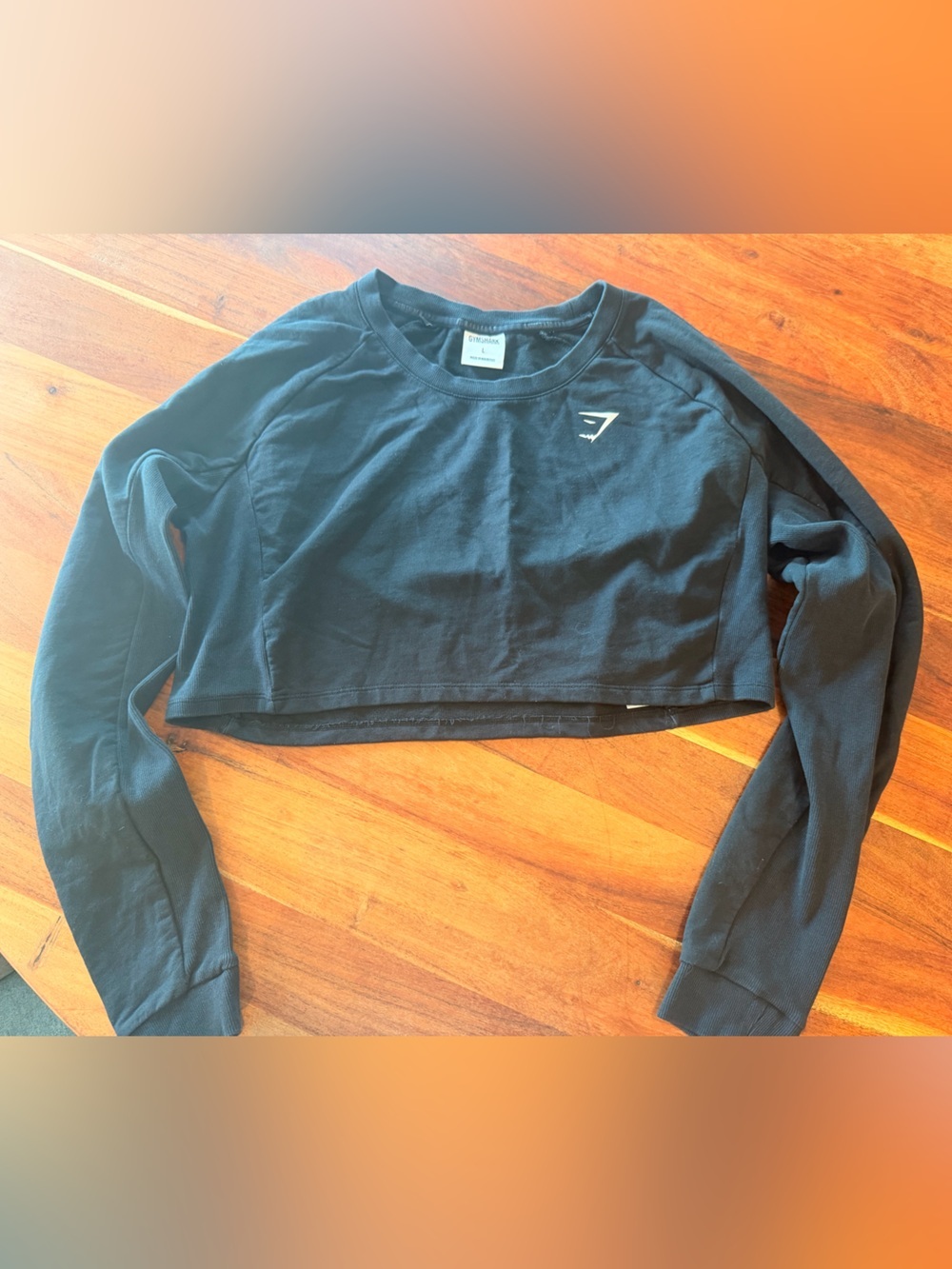 Gymshark Black Cropped Sweatshirt with Small White Logo